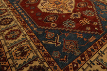 8x10 Rust, Light Gold, Blue Color Hand Knotted Oushak Wool Transitional Oriental Rug
