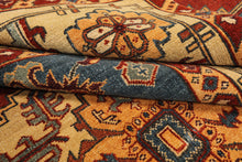 8x10 Rust, Light Gold, Blue Color Hand Knotted Oushak Wool Transitional Oriental Rug