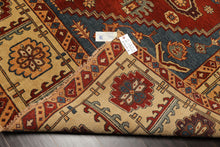 8x10 Rust, Light Gold, Blue Color Hand Knotted Oushak Wool Transitional Oriental Rug