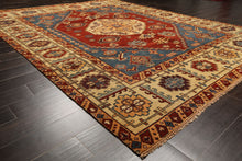 8x10 Rust, Light Gold, Blue Color Hand Knotted Oushak Wool Transitional Oriental Rug