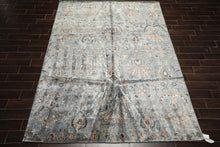 8x10 Aqua, Taupe, Beige Color Hand Knotted Tibetan Bamboo Silk Transitional Oriental Rug