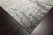 8x10 Aqua, Taupe, Beige Color Hand Knotted Tibetan Bamboo Silk Transitional Oriental Rug