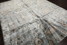 8x10 Aqua, Taupe, Beige Color Hand Knotted Tibetan Bamboo Silk Transitional Oriental Rug