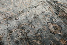 8x10 Aqua, Taupe, Beige Color Hand Knotted Tibetan Bamboo Silk Transitional Oriental Rug