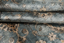 8x10 Aqua, Taupe, Beige Color Hand Knotted Tibetan Bamboo Silk Transitional Oriental Rug