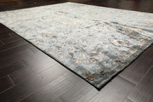 8x10 Aqua, Taupe, Beige Color Hand Knotted Tibetan Bamboo Silk Transitional Oriental Rug