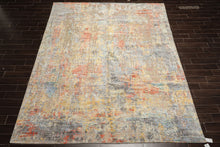 9x12 Beige, Coral, Aqua Color Hand Knotted Sherpa Wool & Bamboo Silk Modern & Contemporary Oriental Rug