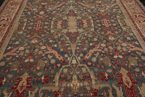 10x14 Blue, Beige Hand Knotted Super Fine Oushak 200 KPSI Wool Oriental Area Rug - Oriental Rug Of Houston