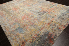 9x12 Beige, Coral, Aqua Color Hand Knotted Sherpa Wool & Bamboo Silk Modern & Contemporary Oriental Rug