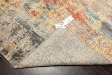 9x12 Beige, Coral, Aqua Color Hand Knotted Sherpa Wool & Bamboo Silk Modern & Contemporary Oriental Rug