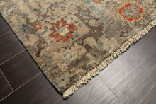 6x9 Celadon, Beige, Orange Color Hand Knotted Indo Oushak Wool Traditional Oriental Rug