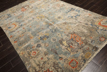 6x9 Celadon, Beige, Orange Color Hand Knotted Indo Oushak Wool Traditional Oriental Rug