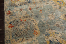 6x9 Celadon, Beige, Orange Color Hand Knotted Indo Oushak Wool Traditional Oriental Rug