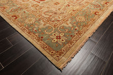 8x10 Beige, Celadon, Rust Color Hand Knotted Oushak Wool Traditional Oriental Rug