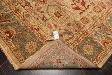 8x10 Beige, Celadon, Rust Color Hand Knotted Oushak Wool Traditional Oriental Rug