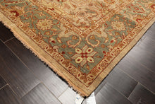 8x10 Beige, Celadon, Rust Color Hand Knotted Oushak Wool Traditional Oriental Rug