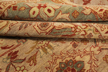 8x10 Beige, Celadon, Rust Color Hand Knotted Oushak Wool Traditional Oriental Rug