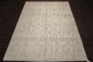 10'2''x13'8" Beige Hand Knotted Transitional Botanical Wool and Silk Oriental Area Rug