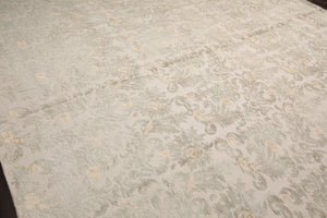 10'2''x13'8" Beige Hand Knotted Transitional Botanical Wool and Silk Oriental Area Rug