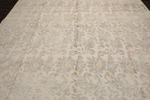 10'2''x13'8" Beige Hand Knotted Transitional Botanical Wool and Silk Oriental Area Rug