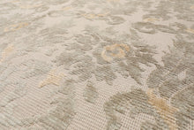 10'2''x13'8" Beige Hand Knotted Transitional Botanical Wool and Silk Oriental Area Rug