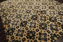 8x10 Tan, Charcoal, Color Hand Knotted Tibetan Wool Transitional Oriental Rug