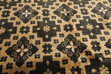 8x10 Tan, Charcoal, Color Hand Knotted Tibetan Wool Transitional Oriental Rug