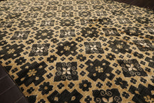 8x10 Tan, Charcoal, Color Hand Knotted Tibetan Wool Transitional Oriental Rug