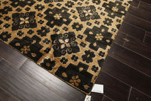8x10 Tan, Charcoal, Color Hand Knotted Tibetan Wool Transitional Oriental Rug
