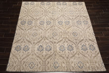 8' Square Gray, Slate, Taupe Color Hand Knotted Tibetan Wool Transitional Oriental Rug