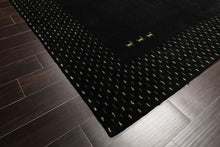 8x11 Black, Ivory, Green Color Hand Knotted Gabbeh Wool Modern & Contemporary Oriental Rug