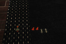 8x11 Black, Ivory, Green Color Hand Knotted Gabbeh Wool Modern & Contemporary Oriental Rug