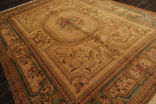 8x11 Tan, Rose, Brown Color Hand Knotted French Aubusson Savonnerie Wool Traditional Oriental Rug