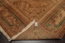 8x11 Tan, Rose, Brown Color Hand Knotted French Aubusson Savonnerie Wool Traditional Oriental Rug