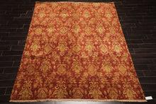 Multi Size Burnt Orange Gold Color Hand Knotted Agra Wool Transitional Oriental Rug