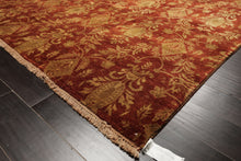 Multi Size Burnt Orange Gold Color Hand Knotted Agra Wool Transitional Oriental Rug