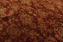 Multi Size Burnt Orange Gold Color Hand Knotted Agra Wool Transitional Oriental Rug