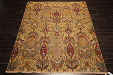 8x10 Light Gold, Rust, Sage Color Hand Knotted Soumak Wool Traditional Oriental Rug