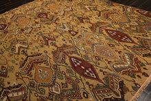 8x10 Light Gold, Rust, Sage Color Hand Knotted Soumak Wool Traditional Oriental Rug