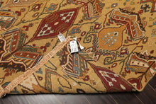 8x10 Light Gold, Rust, Sage Color Hand Knotted Soumak Wool Traditional Oriental Rug