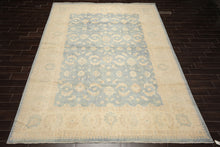 9x12 Aqua, Ivory, Tan Color Hand Knotted Chobi Peshawar Wool Traditional Oriental Rug