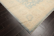 9x12 Aqua, Ivory, Tan Color Hand Knotted Chobi Peshawar Wool Traditional Oriental Rug