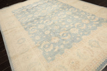 9x12 Aqua, Ivory, Tan Color Hand Knotted Chobi Peshawar Wool Traditional Oriental Rug