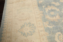 9x12 Aqua, Ivory, Tan Color Hand Knotted Chobi Peshawar Wool Traditional Oriental Rug