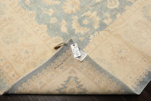 9x12 Aqua, Ivory, Tan Color Hand Knotted Chobi Peshawar Wool Traditional Oriental Rug