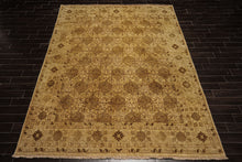 9x12 Light Gold, Tan, Brown Color Hand Knotted Agra Wool Transitional Oriental Rug