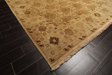 9x12 Light Gold, Tan, Brown Color Hand Knotted Agra Wool Transitional Oriental Rug