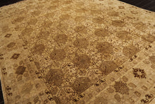 9x12 Light Gold, Tan, Brown Color Hand Knotted Agra Wool Transitional Oriental Rug