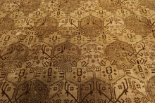 9x12 Light Gold, Tan, Brown Color Hand Knotted Agra Wool Transitional Oriental Rug