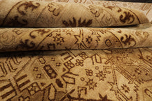 9x12 Light Gold, Tan, Brown Color Hand Knotted Agra Wool Transitional Oriental Rug